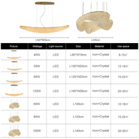 Lustre de luxe contemporain de haute qualité pour salon, lampe suspendue LED en cristal et fer avec télécommande