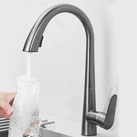 Robinet de cuisine moderne en laiton brossé à poignée unique, avec douchette extractible rotative, pour hôtel (vente en gros)