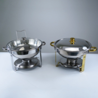 Petit réchaud alimentaire 5L argenté, mini-plat chauffant rond doré pour buffet, ensemble de matériel de buffet pour hôtels et restaurants, amovible