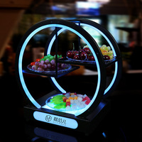Plateau de service lumineux en acrylique de style lune personnalisé de luxe pour bar, karaoké, boîte de nuit, écologique, pour fruits, en-cas, aliments, avec éclairage LED