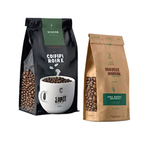 Sachet Doypack imprimé OEM à quatre soudures, en feuille d'aluminium mate, pour l'emballage de grains de café, café moulu, aliments pour animaux de compagnie, noix et snacks