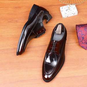 Chaussures en cuir à bout pointu pour homme en cuir de vache, style formel britannique, chaussures de mariage pour le marié, augmentant la taille - Product Image 4