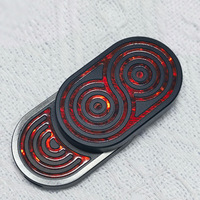 Spinner fidget logam gyro dewasa 2 lapis multifungsi dengan pola cangkang baja tahan karat warna merah darah dan teknik EDM kawat.