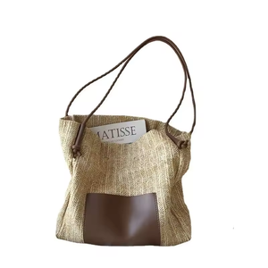 Sacs fourre-tout tissés en gros pour femmes, <span class=keywords><strong>sac</strong></span> à <span class=keywords><strong>bandoulière</strong></span> simple, grande capacité, <span class=keywords><strong>sac</strong></span> de shopping pliable, sacs de voyage et de plage - Product Image 2
