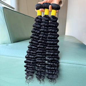 Extensiones de Cabello Humano Remy Brasileño 100% Natural, Ondulado Profundo, Paquetes de Cabello de 100g, 12-32 Pulgadas, Color Negro Natural, Venta Directa de Fábrica - Product Image 1