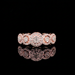 Anillo de Diamantes de Oro Amarillo y Rosa de 14k Certificado para Mujer, Corte Brillante Redondo, Anillo de Compromiso Clásico, Diamantes Naturales Color H - Product Image 1