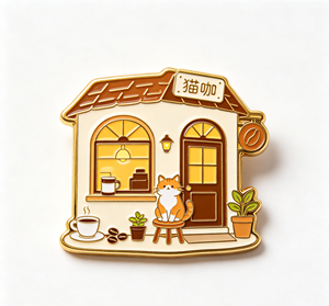 Pin de esmalte personalizado de Cat Cafe, insignia de solapa de aleación de zinc, pin de metal blando y duro para regalo y ropa - Product Image 1