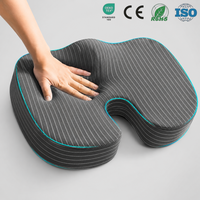 Coussin de siège en mousse à mémoire de forme pour le coccyx, support de bureau, lavable, portable, soulagement des douleurs sciatiques et dorsales, housse rayée confortable