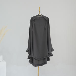 2024 kadın Ruffled uzun krep Khimar Abayas bir boyut islam müslüman namaz başörtüsü şal Niqab hediye - Product Image 2