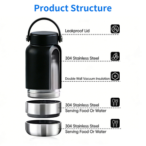 Bottiglia d'Acqua per Cani 3 in 1 Bestseller, Bottiglia Portatile in Acciaio Inox con Coperchio Macaron e Manico Lungo, <span class=keywords><strong>Prodotti</strong></span> di Tendenza - Product Image 2