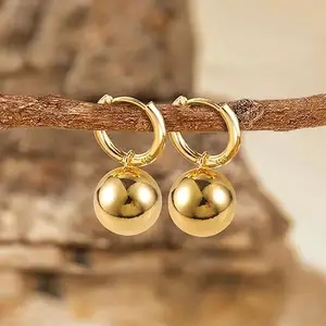 Pendientes colgantes esféricos, latón de alta calidad, pendientes esféricos hipoalergénicos para mujer, joyería de moda para niñas