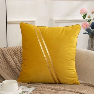 Modern <b>Patchwork</b> Home Decoration <b>Throw</b> Case Cushion Cover Luxury Velvet Pillow Covers With Zipper Gold Edging - Product Image 4
