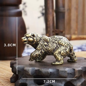 1pc Brass Big Bear Polar Bear Tabletop Ornament Brass Imposing Brown Bear Pet for Tea Antique <strong>Copper</strong> <strong>Gift</strong> - Product Image 2