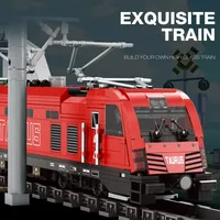 Reobrix 66020 City Trains MOC 66020 Modèle de train électrique européen pour passagers, jouets en briques pour enfants, ensembles de blocs de construction