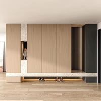 Meuble de rangement d'angle personnalisé pour chaussures – Organisateur dissimulé optimisant l'espace pour couloirs irréguliers et entrées d'appartements étroites