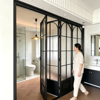 Portes pliantes en verre trempé pour entrée de villa moderne, avec cadre en aluminium, légères, insonorisées, résistantes au vent, garantie 5 ans
