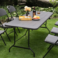 Table pliable en plastique, meuble de patio portable d'extérieur, table rectangulaire, pour banquet, restauration, barbecue, pique-nique, camping, pieds