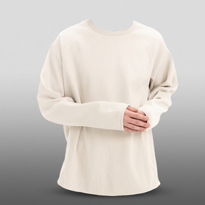 Men's Long Sleeve <b>Waffle</b> Knit T-<b>Shirt</b> Thermals Blank Design Oversized Fit Quick Dry & Breathable Customizable Print - Product Image 3