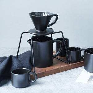 Tasse à café expresso en céramique, café en vrac, blanc et noir mat, avec logo personnalisé - Product Image 4