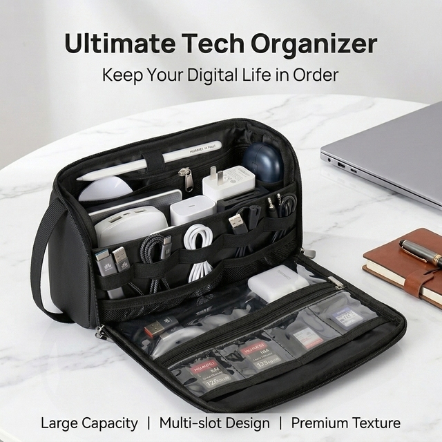 Premium Home Tech Accessory Organizing Cable Bag Wate-resistant Tech Organizer for Travel,Electronics Organizer Travel Case