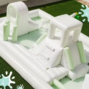 Pop nouveau Style sauter doux jouer rebond maison parcours d'obstacles <span class=keywords><strong>piscine</strong></span> d'eau bleu blanc gonflable Splash Pad pour les tout-petits - Product Image 3