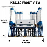 Centrale à béton HZS180 [Débit de 180 m³/h] - Station de malaxage automatique avec malaxeur à double arbre JS3000 pour grands projets