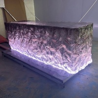 Table de bar en résine lumineuse sur mesure avec éclairage LED RGB pour villa, bar à domicile et usage commercial