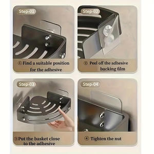 Estante triangular montado en la pared sin taladro de un solo nivel para baño, inodoro, Ducha y lavabo, accesorios de almacenamiento - Product Image 5