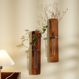 Support mural en bois massif pour vase, rectangulaire, pour culture hydroponique, décoration intérieure, salon, chambre - Product Image 1
