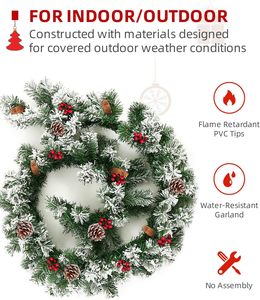 Artificial Wreath Christmas Garland Red Berry Customizable PVC Greenery Fireproof Eco-Friendly <b>Pinecone</b> for Indoor Decorations - Product Image 3