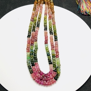 ลูกปัดทัวร์มาลีนธรรมชาติรูปแปดเหลี่ยมแบบใหม่ขนาด12นิ้ว7x5มม. พลอยแตงโมสีเขียวชมพู20กะรัต - Product Image 3