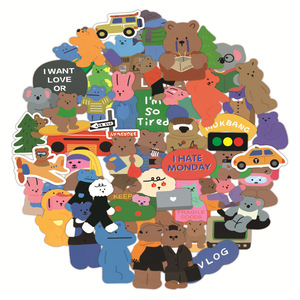 NOUVEAU Lot de 100 autocollants mignons Dailylike Bear Graffiti pour bouteilles d'eau, voitures, guitares, pour adultes, enfants et adolescents - Product Image 6