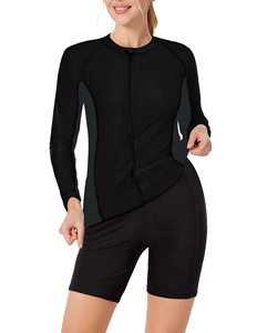 Traje de Baño de Manga Larga con Protección Solar UPF50+ para Mujer, Cuello Redondo con Cierre Frontal, para Surf - Product Image 4