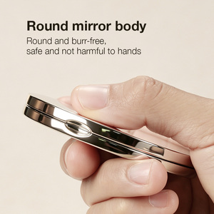 Professional Metal Chrome Finish Dual Sided Foldable Pocket <b>Mirror</b> Personalized Logo <b>Compact</b> <b>Mirror</b> for Promotional Event Gifts - Product Image 2