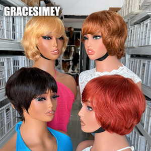 วิกผม100% แท้สำหรับผู้หญิงผิวดำวิก<span class=keywords><strong>ผม</strong></span>ลูกไม้<span class=keywords><strong>สั้น</strong></span>ด้านหน้า - Product Image 6