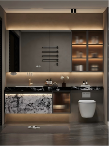 Luxury Modern Bathroom Cabinet Combo Toilet <strong>Side</strong> Shelf Extension Board Vanity <strong>Unit</strong> Custom Wash Basin Cabinet for Bathroom - Product Image 4
