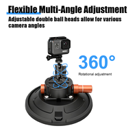 Support à ventouse de 6 pouces avec bras articulé, pompe manuelle en métal, capacité de charge verticale de 70 kg, base en silicone, filetage 1/4 pouces pour