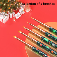 Pinceau 3D personnalisé avec manche en métal vert sur le thème de Noël Brosse 3D en acrylique pour le salon, 5 pièces