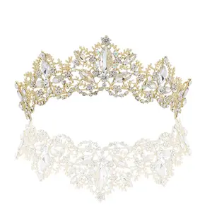 Wholesale Bulk Tiaras Cheap Bride Crown Rhinestone Hair Accessories Korean Boutique Bridal Wedding Tiaras For Women