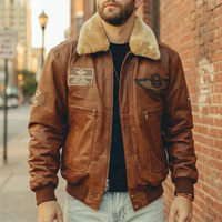 Veste bomber en cuir véritable