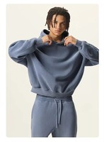 Sudadera con capucha de forro polar lavado y desgastado de 350GSM con broches de latón y borde sin rematar, estilo oversize vintage, para streetwear, OEM