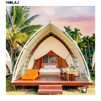 Tente de glamping spacieuse en toile Oxford, forme arche personnalisée, pour fermes périurbaines, séjours à la campagne et retraite sur pelouse