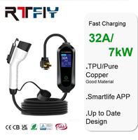 Chargeur EV portable 32A AC 7kW Type 1 pour véhicule électrique avec prise d'alimentation, protection contre les fuites IP55, câble de 5m - Vente flash