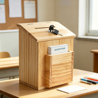 Boîte à suggestions en bois avec serrure et clés, fente pour courrier, couvercle, support pour cartes de retour en bois de pin, vente en gros directe d'usine