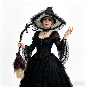 <span class=keywords><strong>Scopa</strong></span> da <span class=keywords><strong>Strega</strong></span> di Halloween, Bastone Magico Gotico con Rosa, Accessorio per Costume da Mago, Decorazione per Feste - Product Image 4