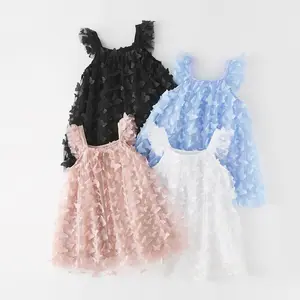 Summer Wholesale Infant Baby Girls Dresses Princess Dress Tutu Tulle Butterfly Fashion Outfit Kids Clothing Dg063