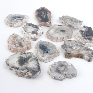 Venta al por Mayor de Rodajas de Ágata Mexicana Cristalizada, Rodajas de Ágata Gris Pulidas a Mano para Decoración - Product Image 6