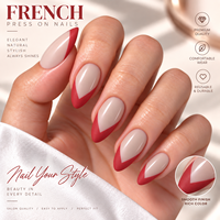 Fengshangmei Prêt à expédier Best-seller transfrontalier en stock Faux ongles à presser en V rouge, blanc, jaune, nude, amande