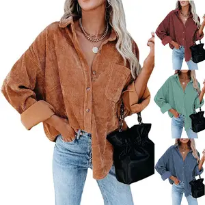 Yoke New Autumn and winter Oversize casual corduroy shirt ropa de mujer fall 2023 women's jackets coat clothing camisas de mujer