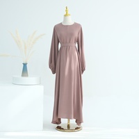 Gaun Maxi Wanita Musim Panas Bahan Viscose Ice Silk Berkerut, Lengan Panjang, Warna Solid, Elegan Kasual, Grosir